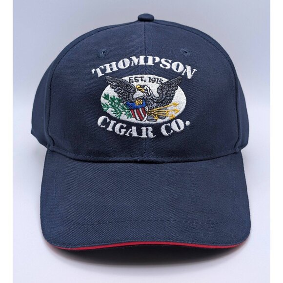 Thompson Cigar Co. Hat Cap Adjustable Strap Back Navy Blue Red Est 1915 Tampa FL - Picture 2 of 5